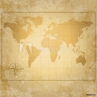 Bild på Vintage vector world map with compass